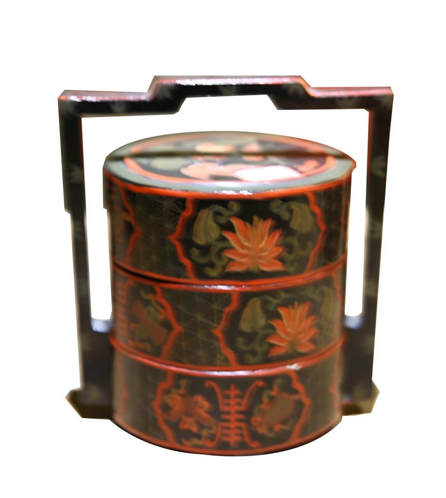 福寿花纹漆器食盒